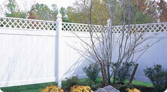 Chesterfield with lattice vinyl fence