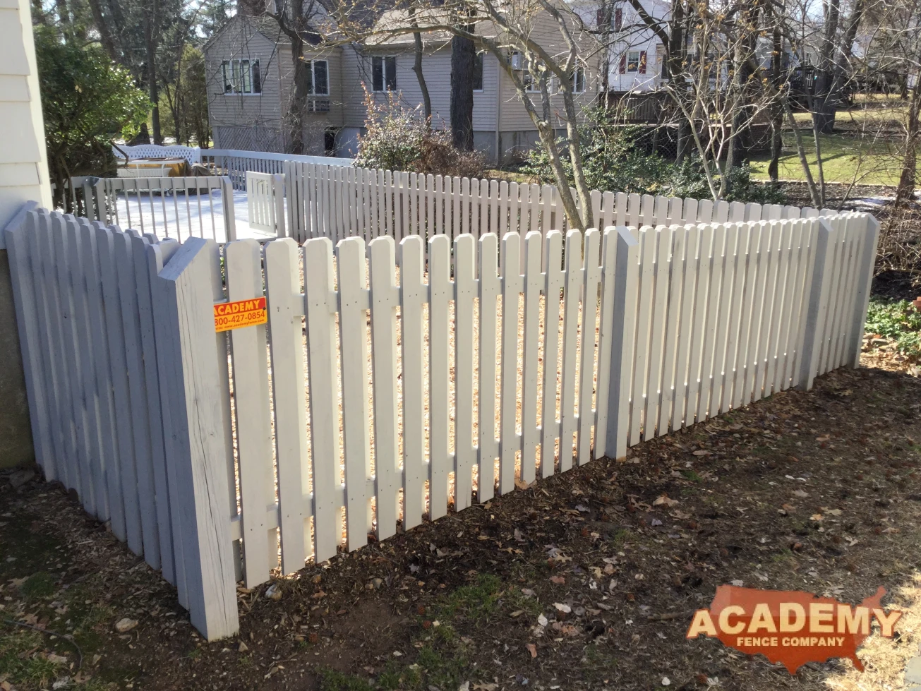 Gray cedar board on board picket fence Caldwell NJ