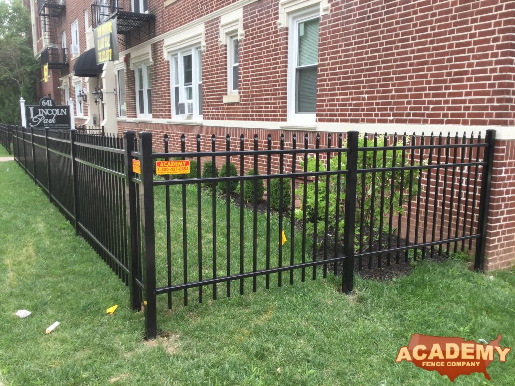 Black, Aluminum, picket, ornamental, Commercial heavy duty, industrial grade, Decorative Picket Fence Installation Orange Essex County New Jersey, Academy Fence Company