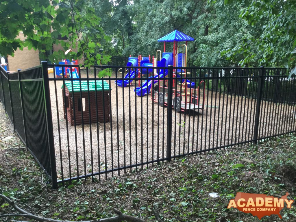 Playground Decorative Aluminum Fence Installation School Playground Academy Fence Company Millburn Essex County New Jersey