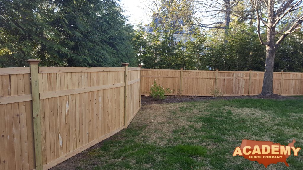 Solid Cedar Tongue-in-Groove privacy Fence Installation Academy Fence Company Residential Scenic Historical Morristown New Jersey Morris County Wood privacy custom Decorative Caps