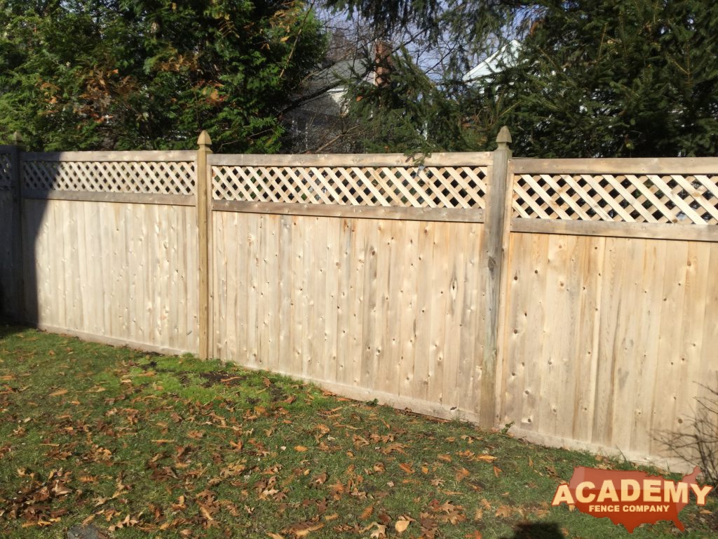 6' Cedar Lattice-top Privacy Tongue-in-Groove Fence Installation Residential Academy Fence Company Madison New Jersey
