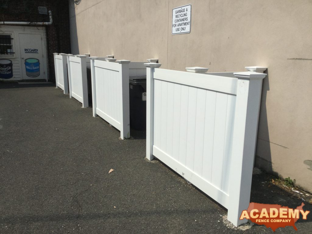 Privacy Fence Installation Academy Fence Company Garbage Enclosure White PVC