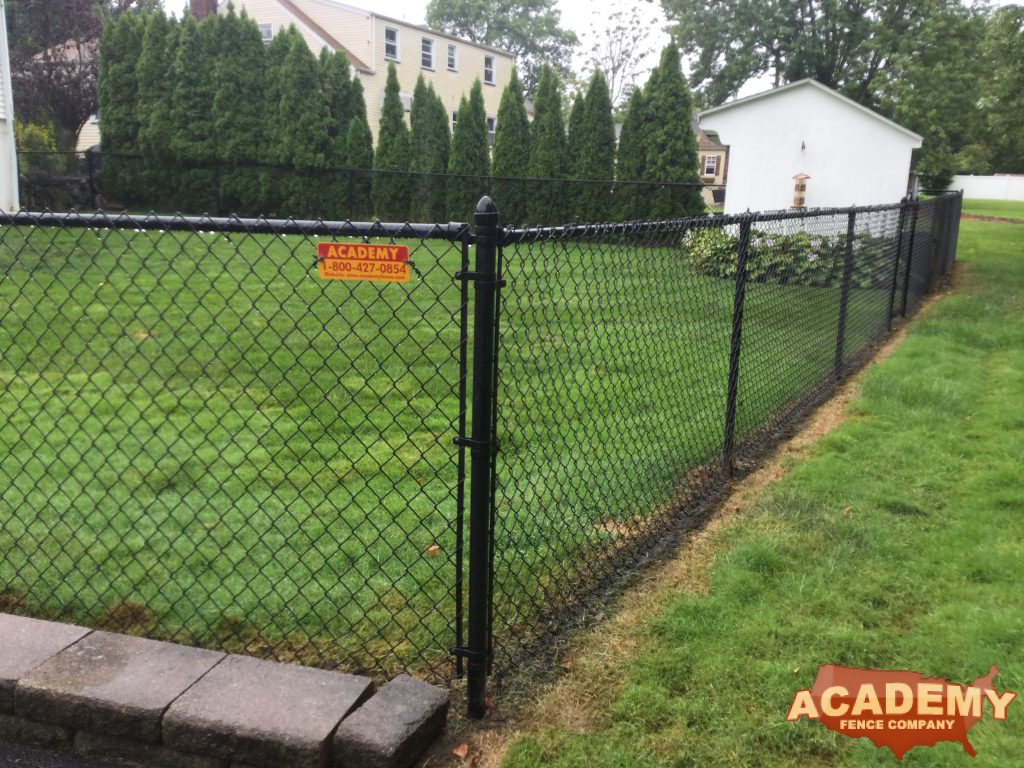 All Black system ChainLink back Yard Fence 4 ft high installed madison morris county NJ