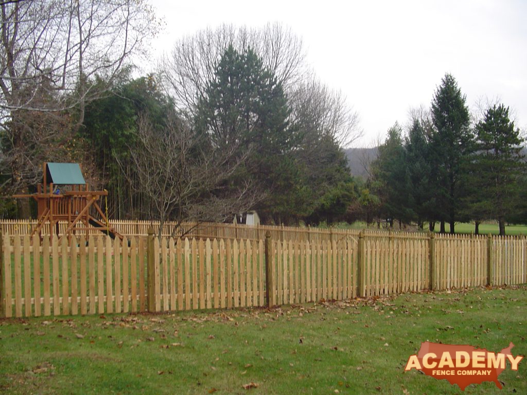 4' Cedar spaced picket fence installation in Warren, NJ - Installed Academy Fence company.