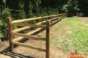 3 Rail Post and Rail Rustic w/ Welded Wire